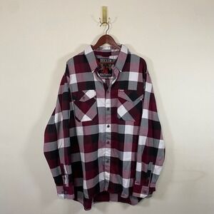 Dixxon Southpaw 3XL Flannel Shirt Burgundy Black‎ Plaid Button Up Menswear